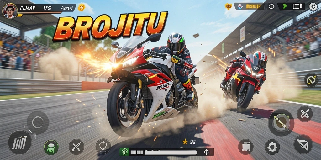 Gameplay balap motor yang seru dan mendebarkan di BROJITU.