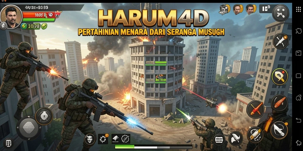 Tampilan gameplay HARUM4D yang penuh aksi dan strategi Tower Defense.