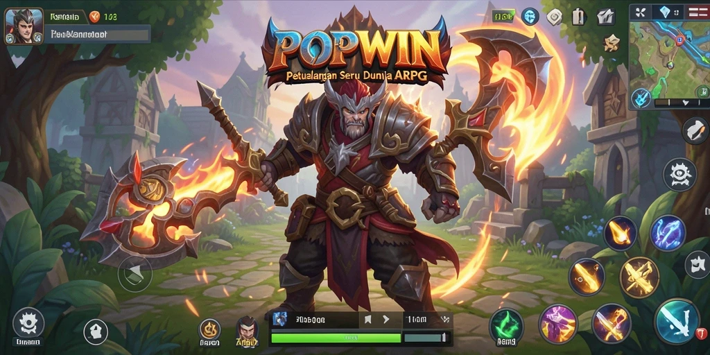 Tangkapan layar gameplay <strong>POPWIN</strong> yang menunjukkan aksi pertempuran epik.