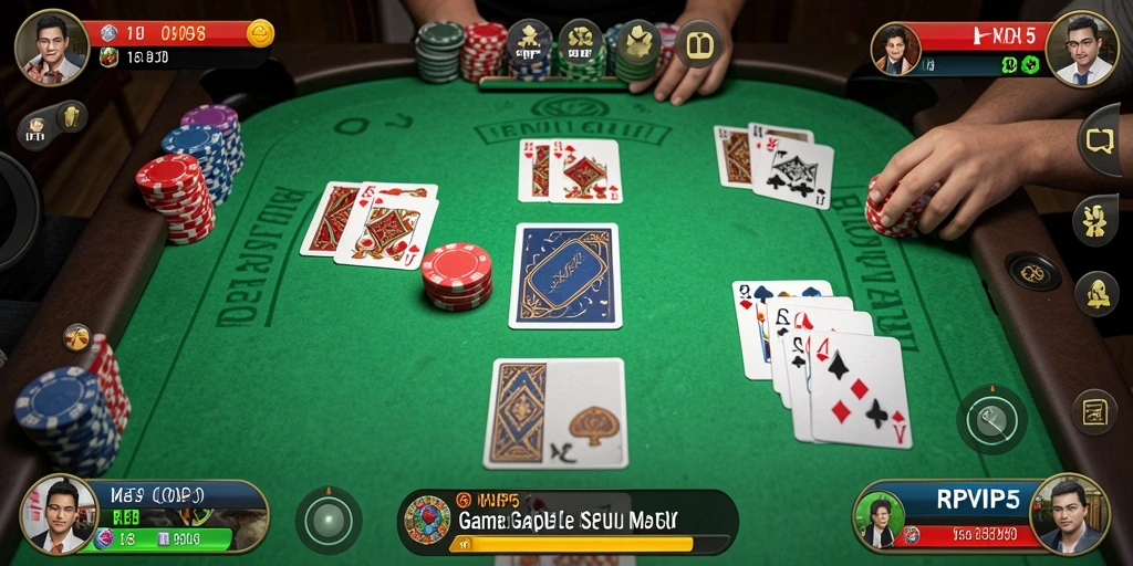 Tampilan seru dari gameplay Gaple RPVIP5 yang menantang.