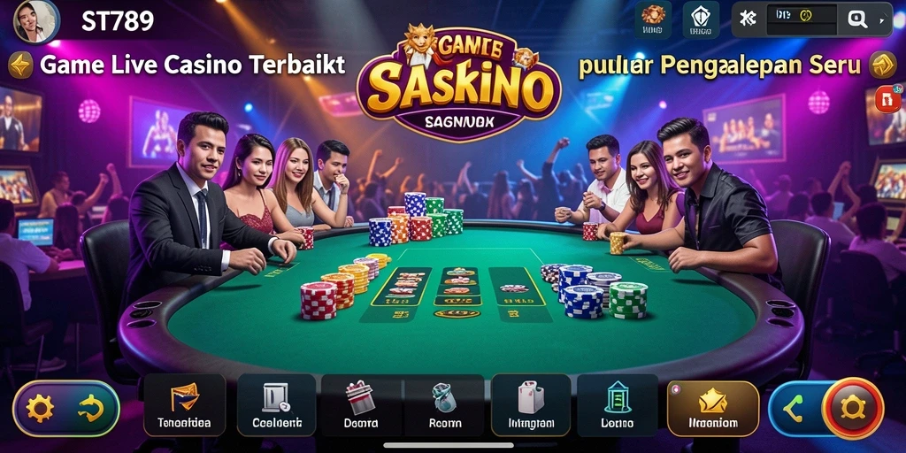Screenshot ST789 menampilkan dealer profesional dalam sesi permainan Live Casino.